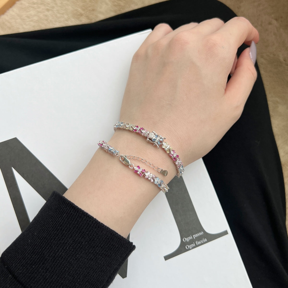 [Amore]Radiant Colorful Emerald Cut Party Bracelet