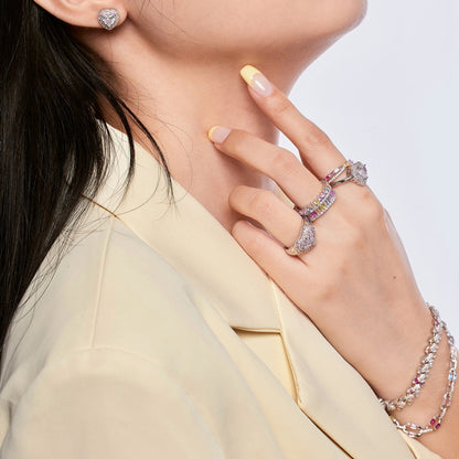 [Amore]Delicate Ebullient Heart Shape Wedding Ring