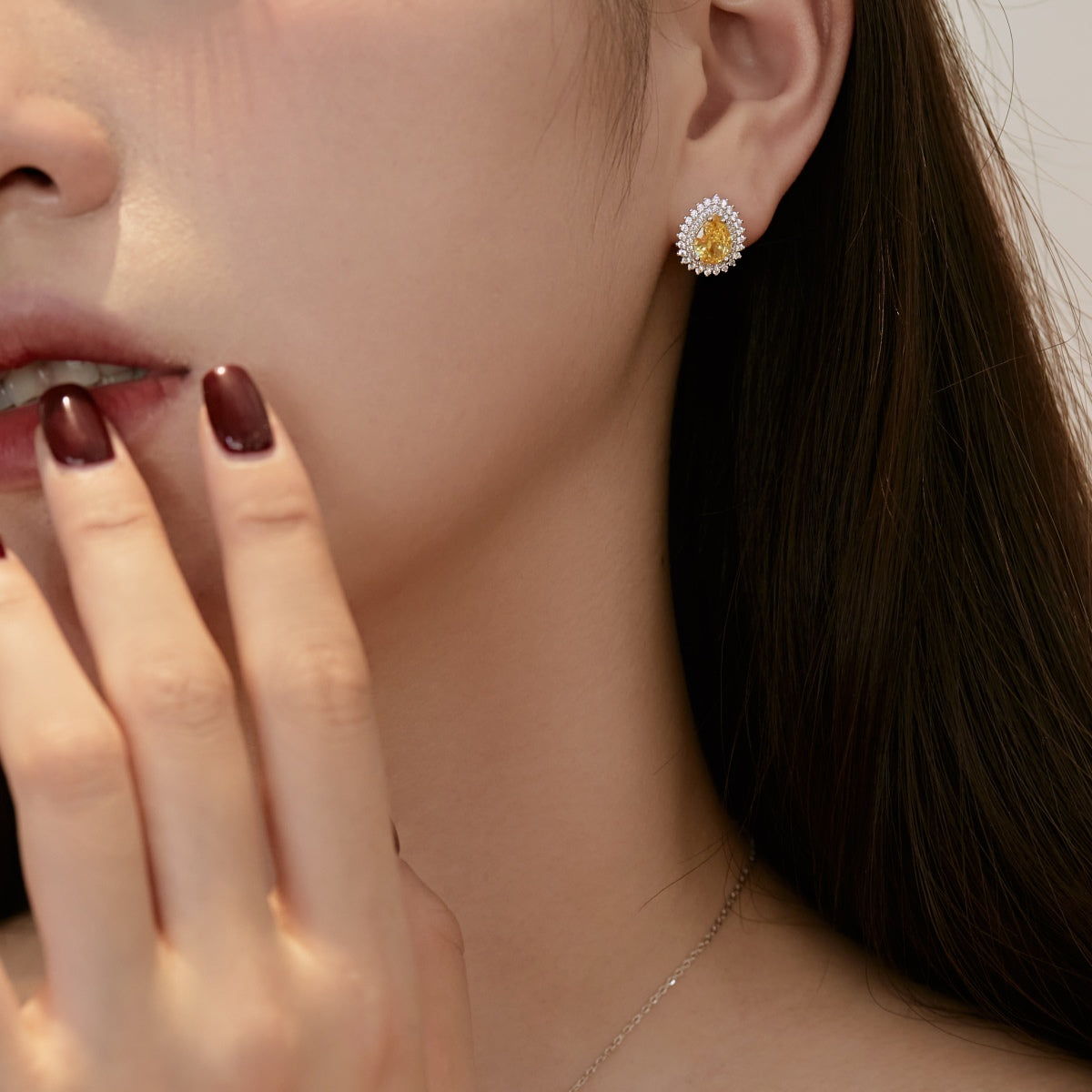 [Amore]Delicate Gorgeous Pear Cut Daily Earrings