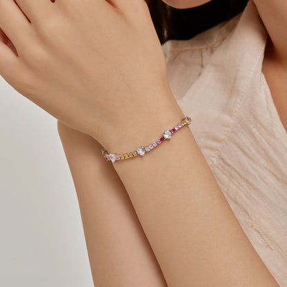 [Amore]Romantic Heart Shape Round Cut Lover Bracelet