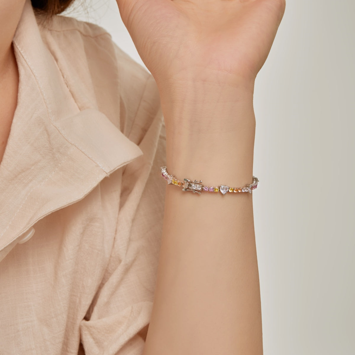 [Amore]Romantic Heart Shape Round Cut Lover Bracelet