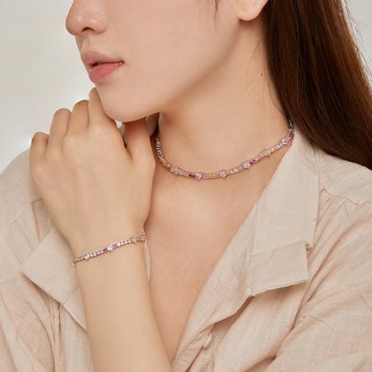 [Amore]Romantic Heart Shape Round Cut Lover Bracelet