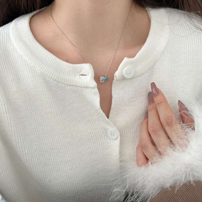 [Amore]Dazzling Square & Heart Shape Necklace