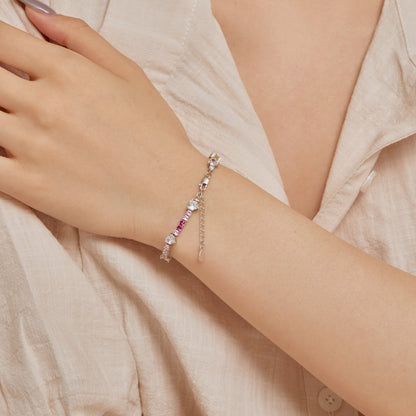 [Amore]Romantic Heart Shape Round Cut Lover Bracelet
