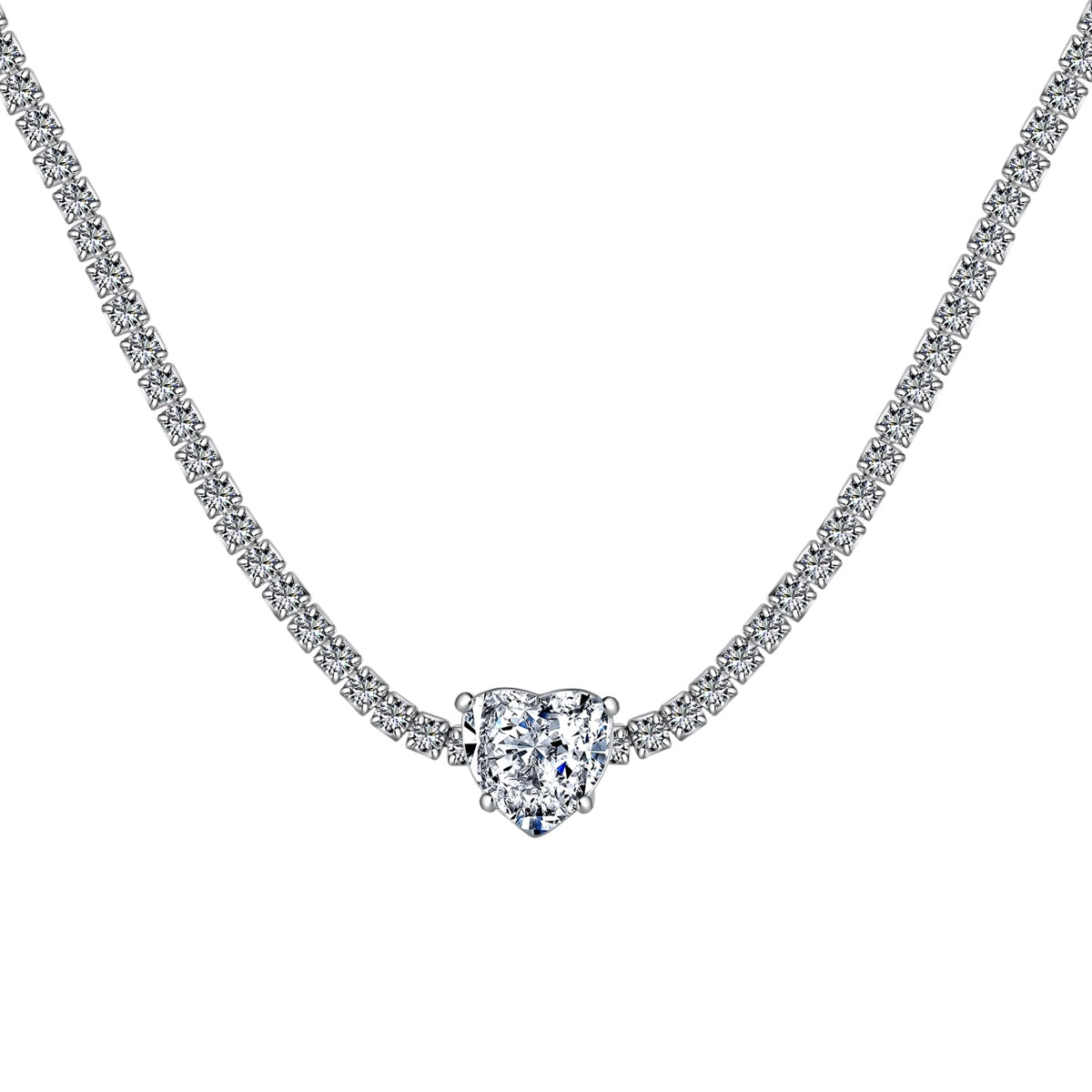 [Amore]2.0 Carat Sparkling Tennis Heart Cut Necklace