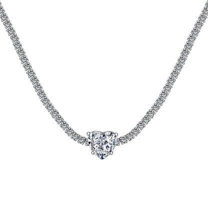 [Amore]2.0 Carat Sparkling Tennis Heart Cut Necklace