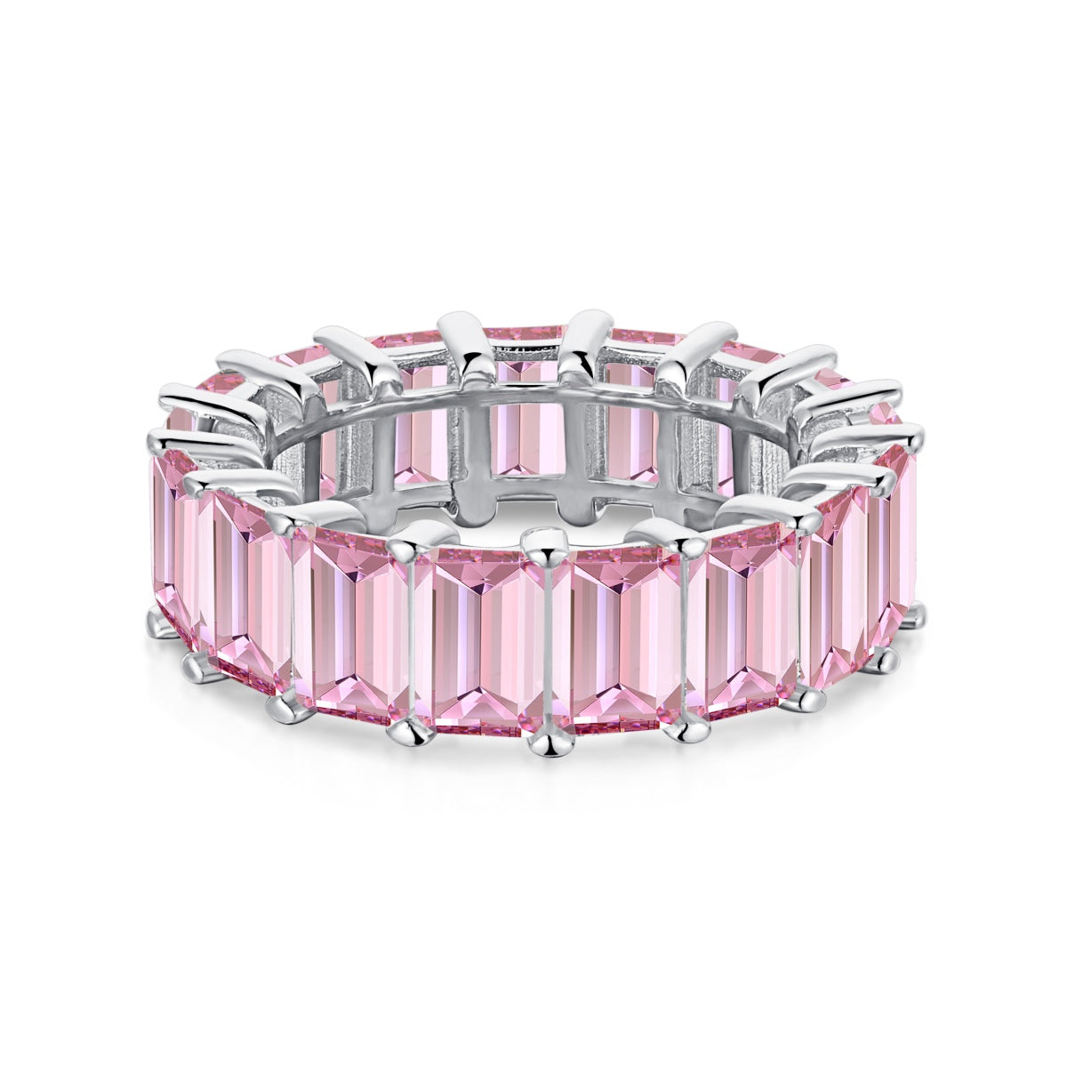 [Amore]0.75 Carat Elegant Emerald Cut Tennis Ring