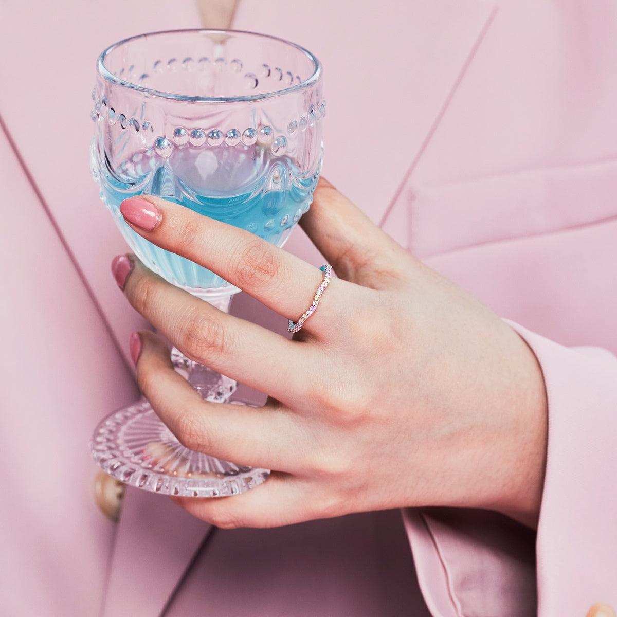 [Amore]Dainty Colorful Round Cut Party Ring