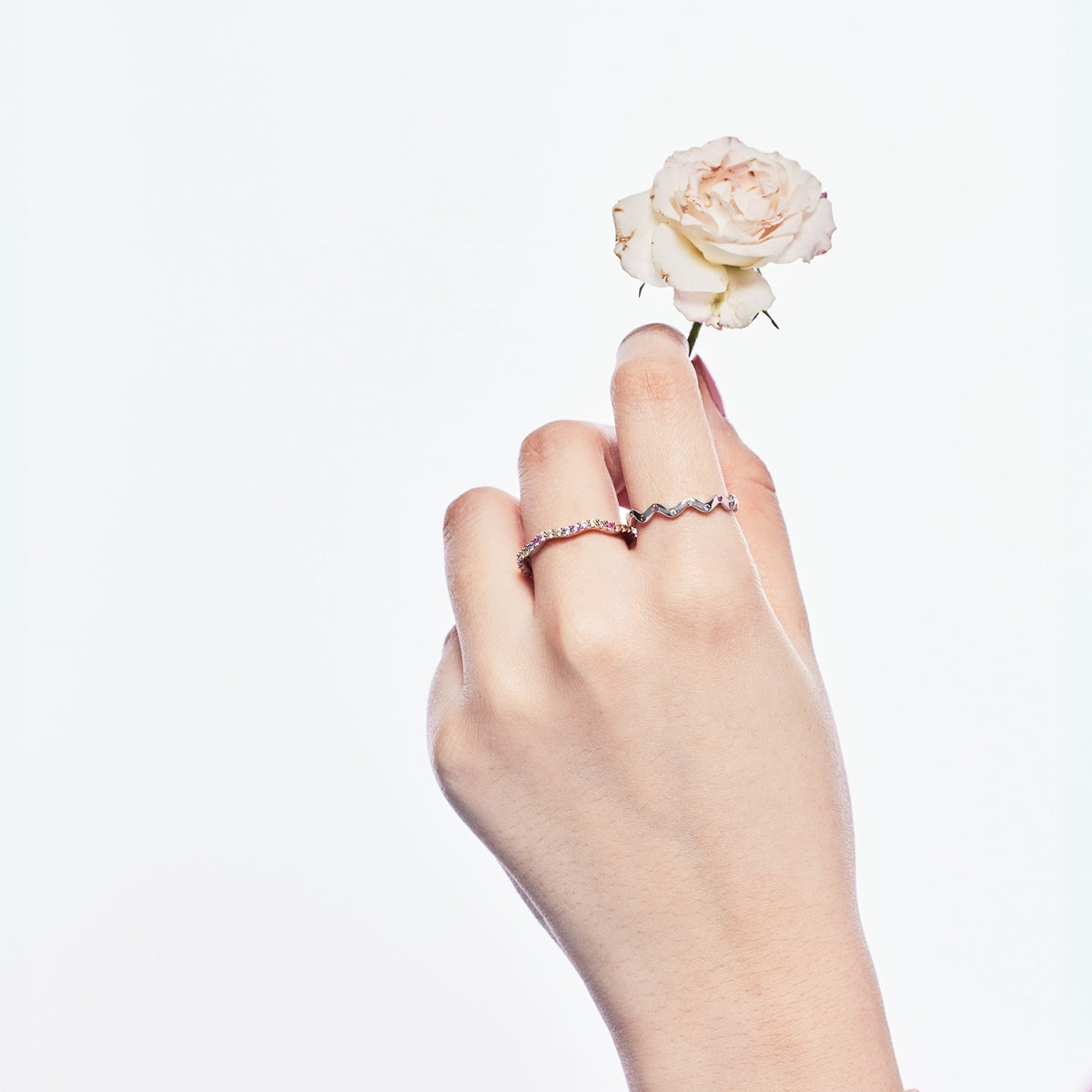 [Amore]Dainty Colorful Round Cut Party Ring