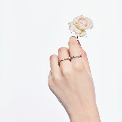 [Amore]Dainty Colorful Round Cut Party Ring