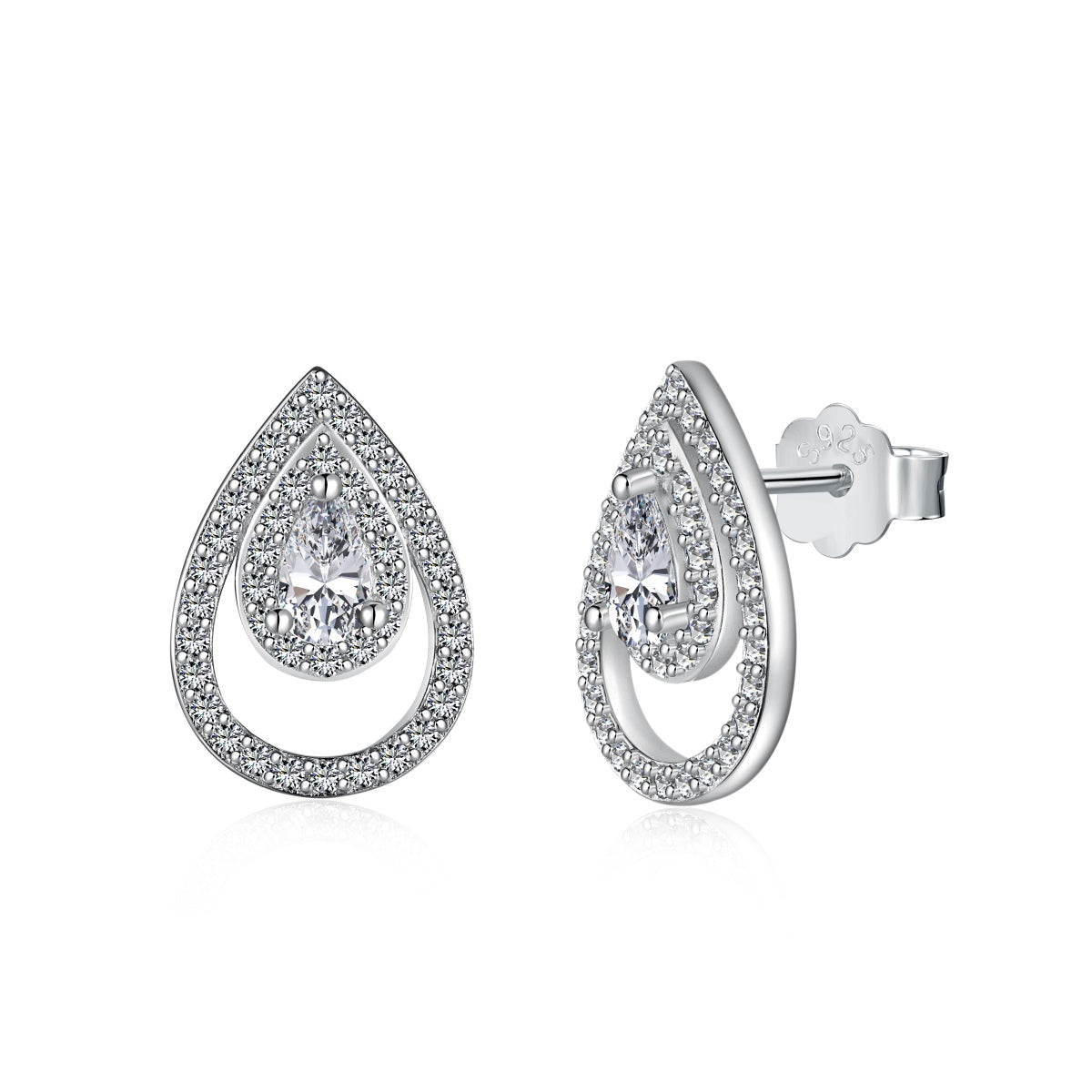 [Amore]Sparkling Delicate Water Drop Shape Daily Earrings