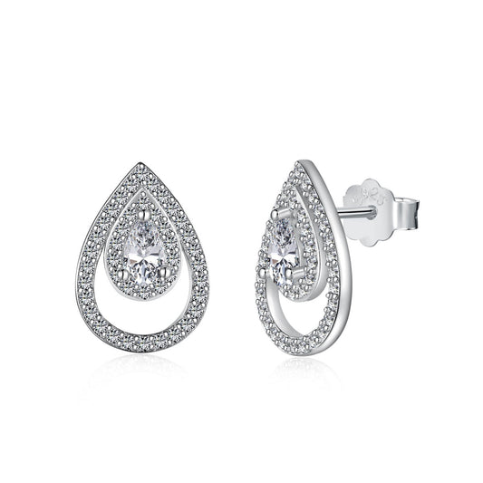 [Amore]Sparkling Delicate Water Drop Shape Daily Earrings