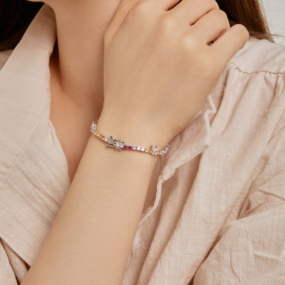 [Amore]Ornate Colorful Butterfly Shape Round Cut Daily Bracelet