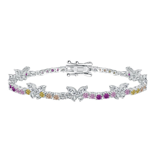 [Amore]Ornate Colorful Butterfly Shape Round Cut Daily Bracelet