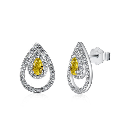 [Amore]Sparkling Delicate Water Drop Shape Daily Earrings