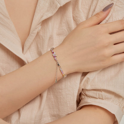 [Amore]Ornate Colorful Butterfly Shape Round Cut Daily Bracelet