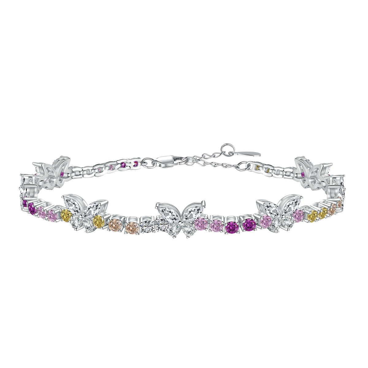 [Amore]Ornate Colorful Butterfly Shape Round Cut Daily Bracelet