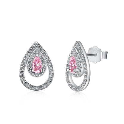 [Amore]Sparkling Delicate Water Drop Shape Daily Earrings
