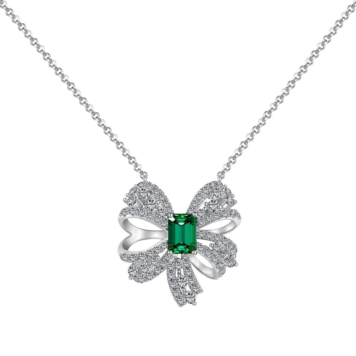 [Amore]Luxurious Flower Shape Emerald Cut Necklace