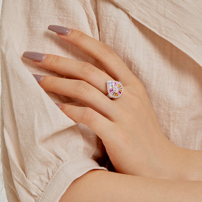 [Amore]Elegant Colorful Water Drop Shape Banquet Ring