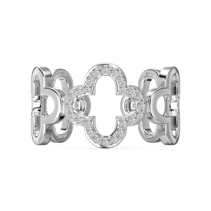 [Amore]Hollow Design Four-Leaf Clover Flower Shape Ring