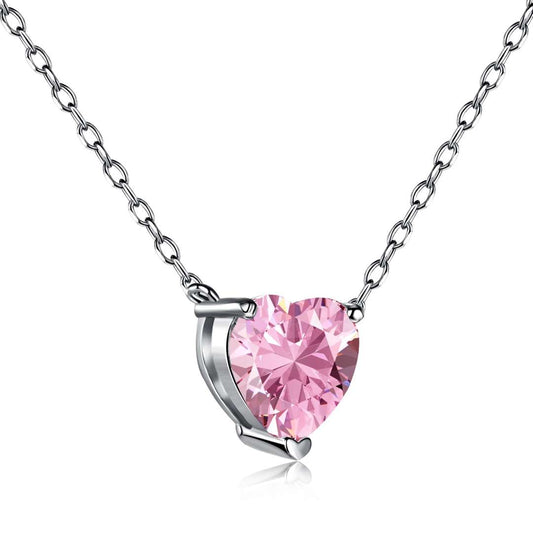 [Amore]Heart Shape Main Stone Pendant Collarbone Necklace