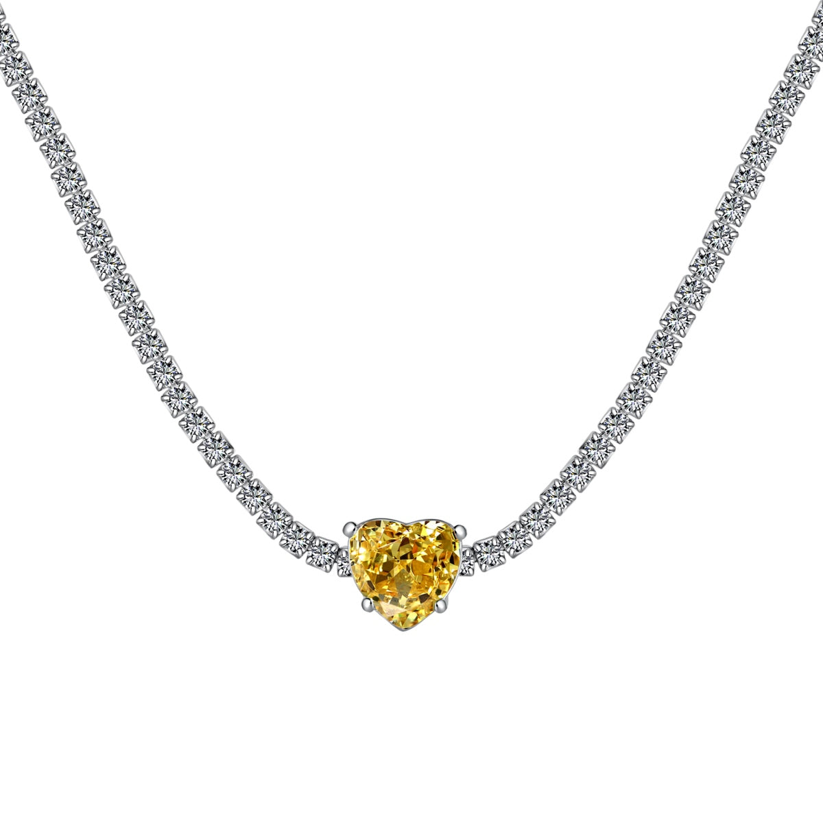 [Amore]2.0 Carat Sparkling Tennis Heart Cut Necklace