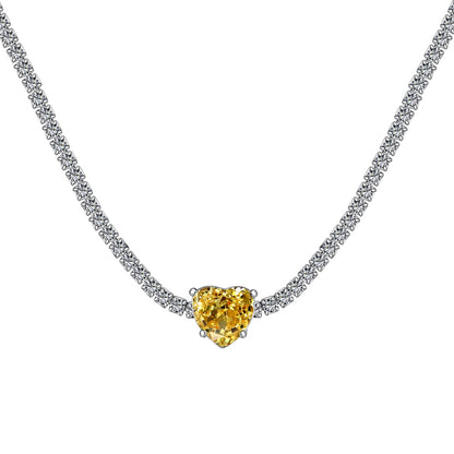 [Amore]2.0 Carat Sparkling Tennis Heart Cut Necklace