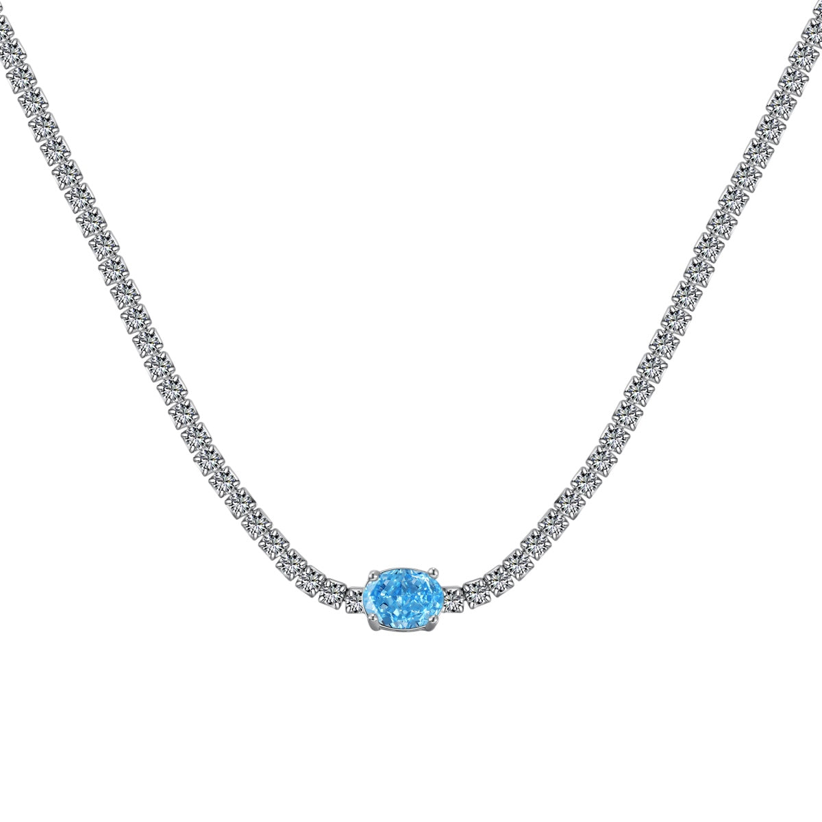 [Amore]1.0 Carat Shining Oval Cut Necklace