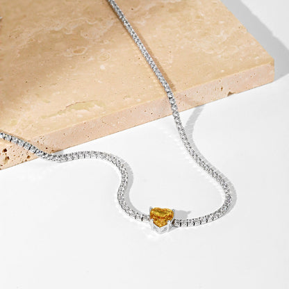 [Amore]2.0 Carat Sparkling Tennis Heart Cut Necklace