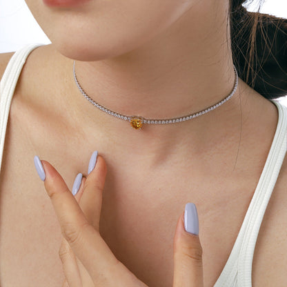 [Amore]2.0 Carat Sparkling Tennis Heart Cut Necklace
