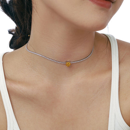 [Amore]2.0 Carat Sparkling Tennis Heart Cut Necklace