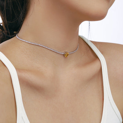 [Amore]2.0 Carat Sparkling Tennis Heart Cut Necklace