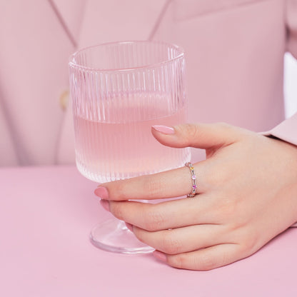 [Amore]Sparkling Colorful Round Cut Tennis Ring