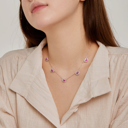 [Amore]Sparkling Five Heart Necklace
