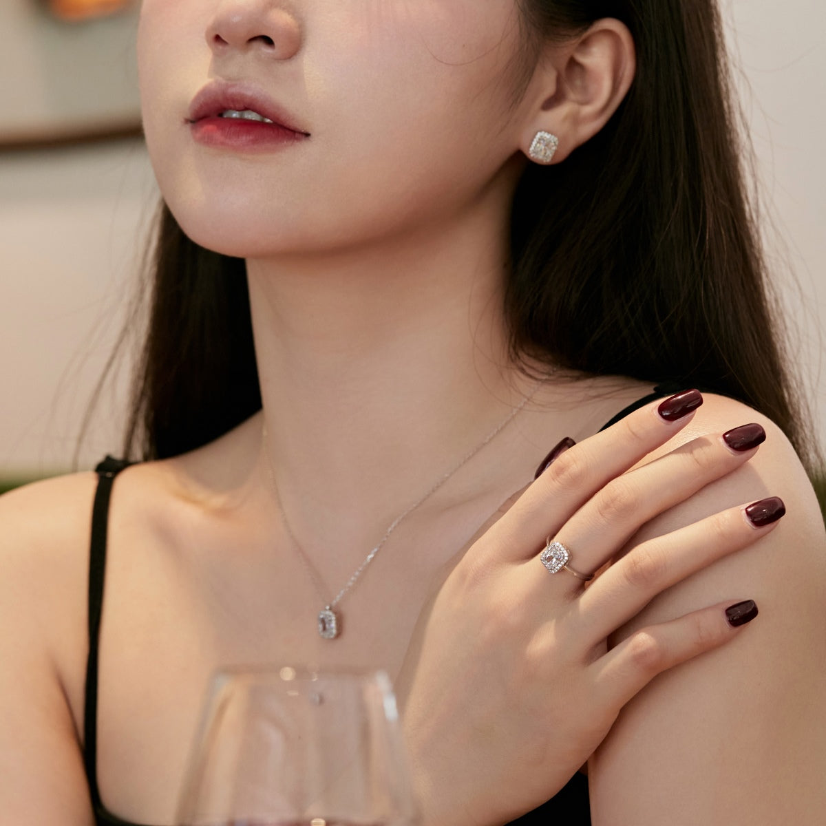 [Amore]1.0 Carat Luxurious Dainty Emerald Cut Daily Earrings