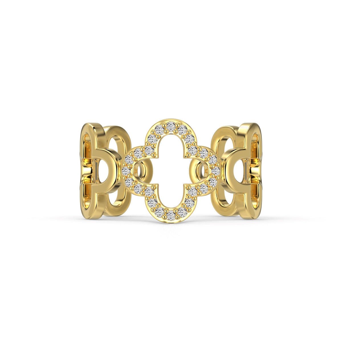 [Amore]Hollow Design Four-Leaf Clover Flower Shape Ring