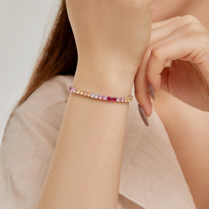 [Amore]Radiant Colorful Round Cut Tennis Bracelet