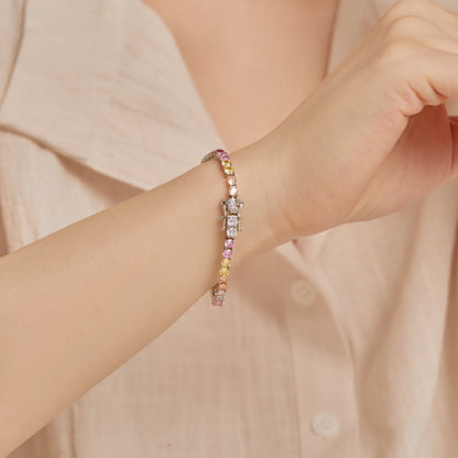 [Amore]Radiant Colorful Round Cut Tennis Bracelet