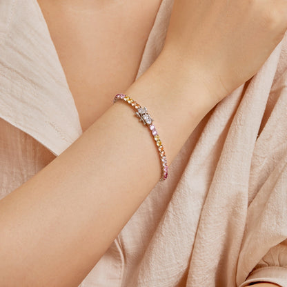 [Amore]Radiant Colorful Round Cut Tennis Bracelet