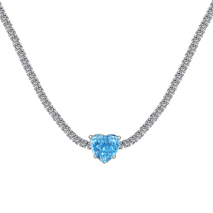 [Amore]2.0 Carat Sparkling Tennis Heart Cut Necklace