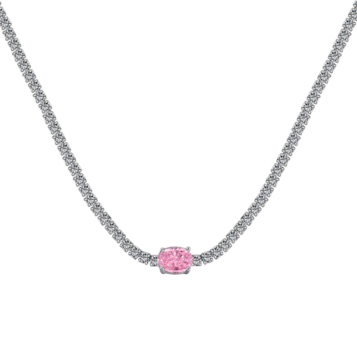 [Amore]1.0 Carat Shining Oval Cut Necklace