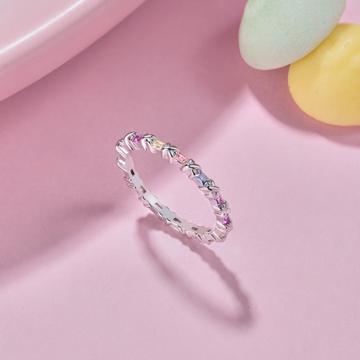 [Amore]Charming Colorful Round Cut Daily Ring