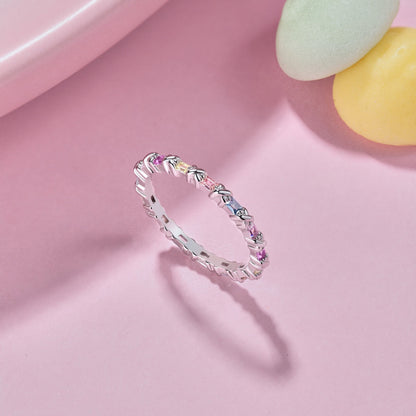 [Amore]Charming Colorful Round Cut Daily Ring