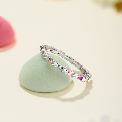 [Amore]Charming Colorful Round Cut Daily Ring