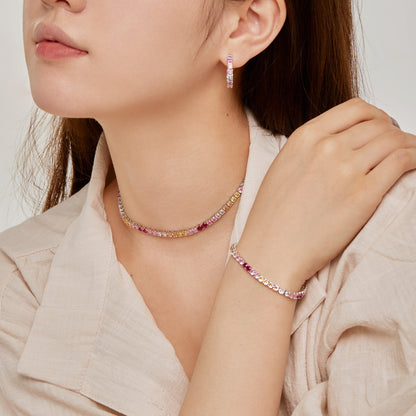 [Amore]Luxurious Colorful Romantic Heart Shape Lover Bracelet