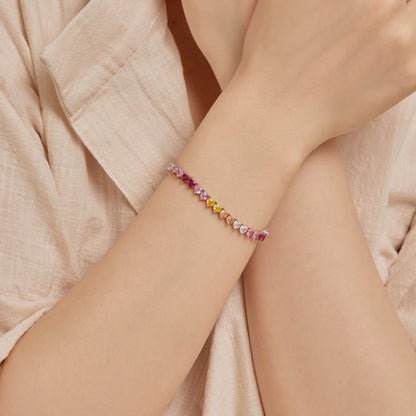 [Amore]Luxurious Colorful Romantic Heart Shape Lover Bracelet