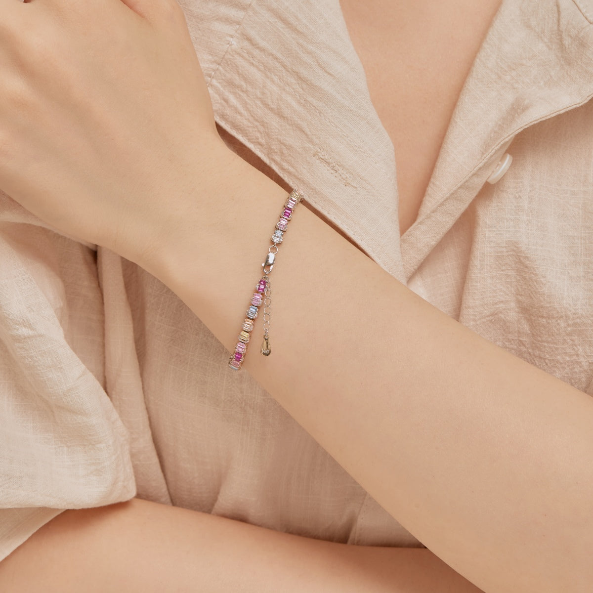 [Amore]Delicate Colorful Emerald Cut Party Bracelet