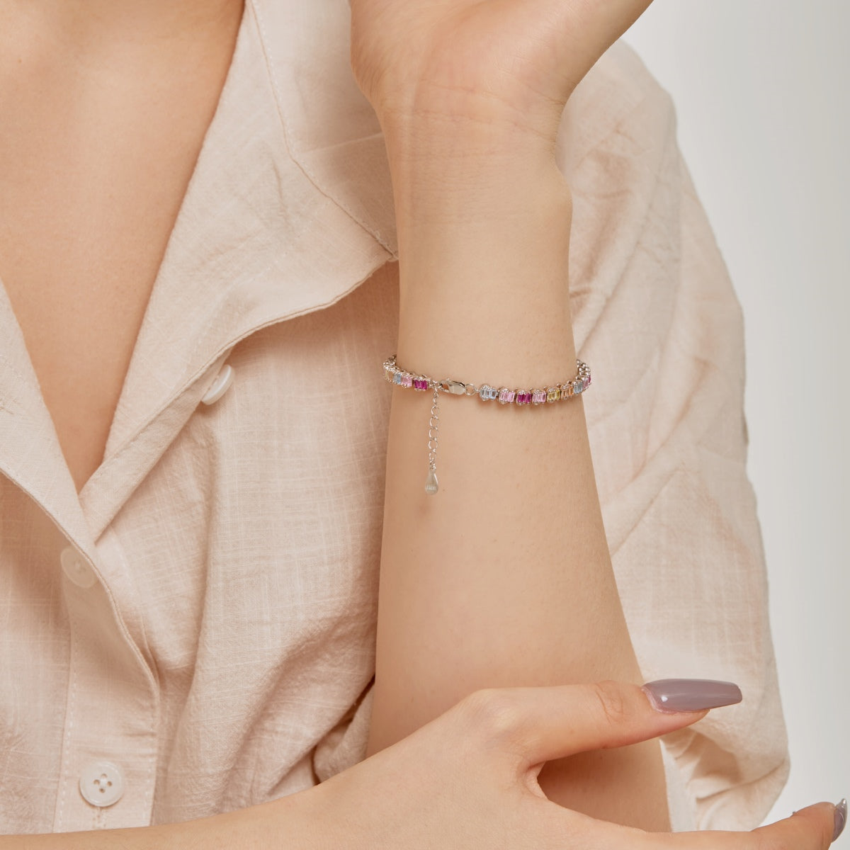[Amore]Delicate Colorful Emerald Cut Party Bracelet