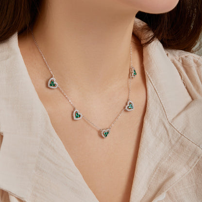 [Amore]Sparkling Five Heart Necklace